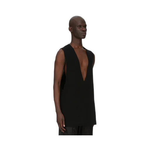 Rick Owens Concordians V Tank In Black Recycled Cashmere