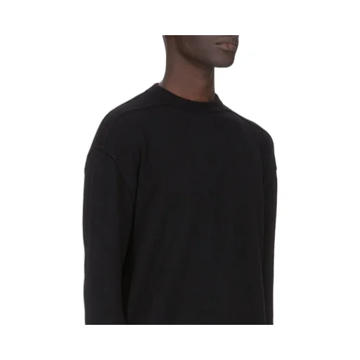 Rick Owens Concordians Round Neck In Black Boiled Recycled Cashmere Knit