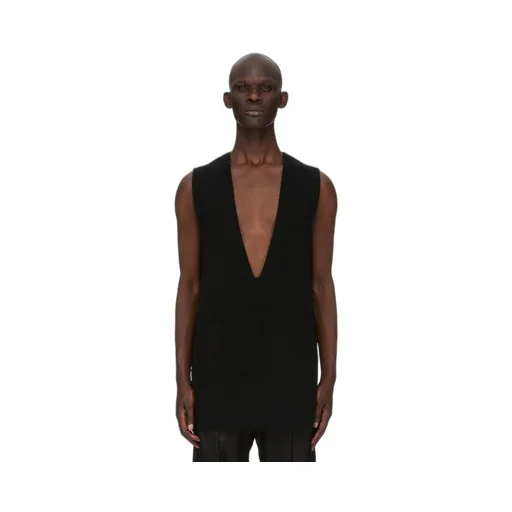 Rick Owens Concordians V Tank In Black Recycled Cashmere