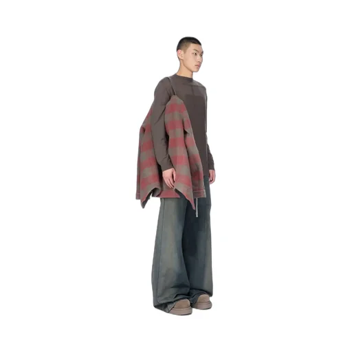 Rick Owens Concordians Outershirt In Rosewood Plaid Jumbo Plaid