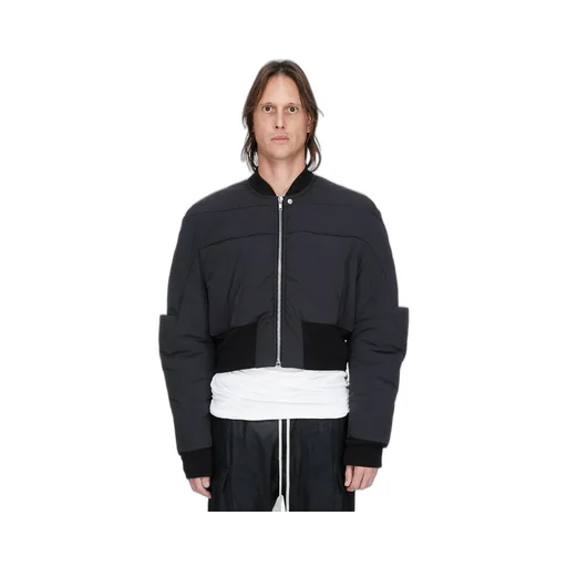 Rick Owens Concordians Girdered Bomber In Black Matte Nylon