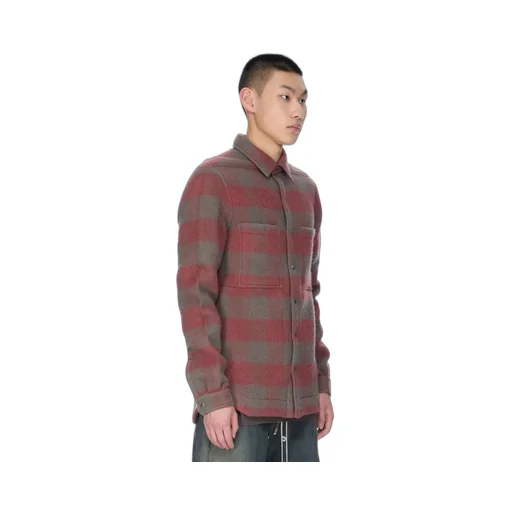 Rick Owens Concordians Outershirt In Rosewood Plaid Jumbo Plaid