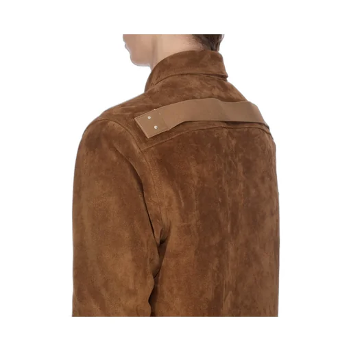 Rick Owens Concordians Outershirt In Chestnut Suede Leather
