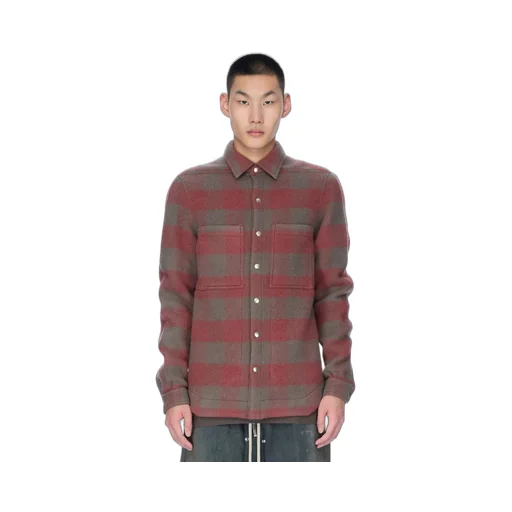 Rick Owens Concordians Outershirt In Rosewood Plaid Jumbo Plaid