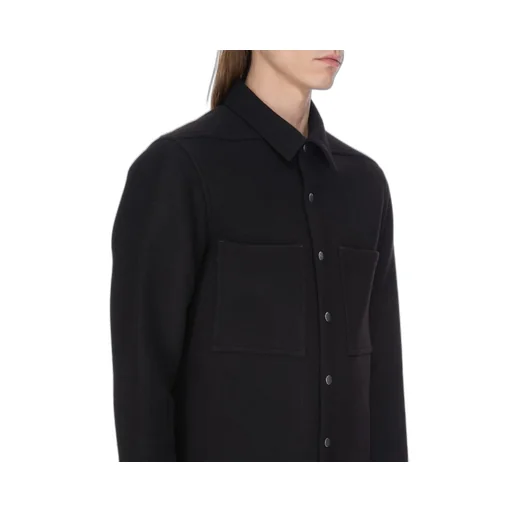 Rick Owens Concordians Outershirt In Black Melton
