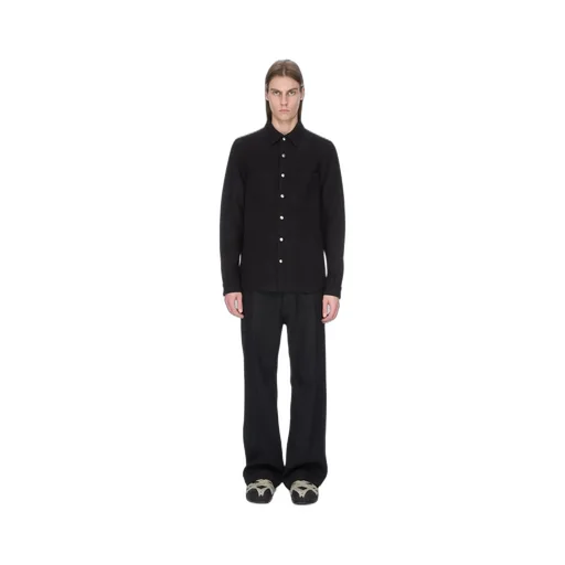 Rick Owens Concordians Outershirt In Black Melton