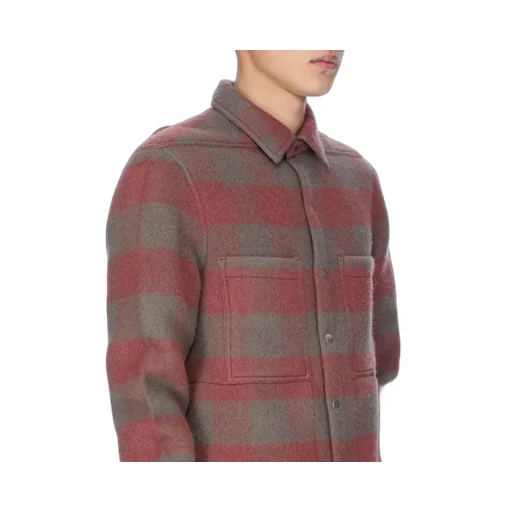 Rick Owens Concordians Outershirt In Rosewood Plaid Jumbo Plaid