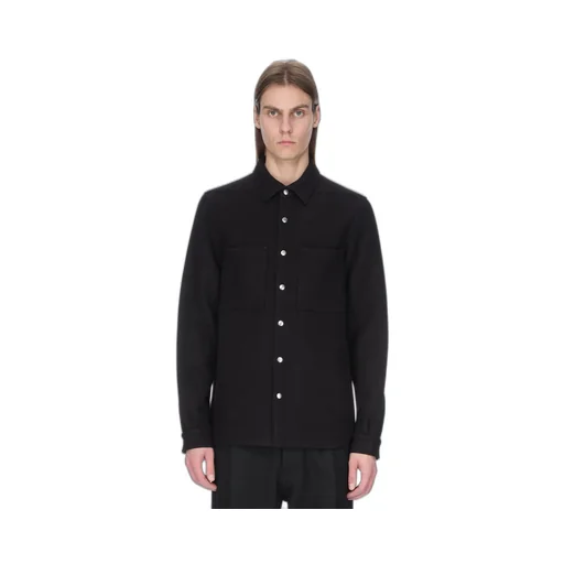 Rick Owens Concordians Outershirt In Black Melton
