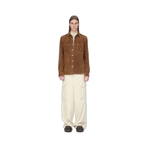 Rick Owens Concordians Outershirt In Chestnut Suede Leather