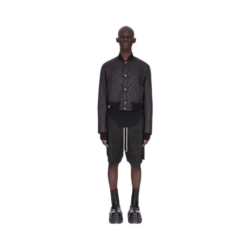 Rick Owens Concordians Quilted Flight Jkt In Black Light Nylon.