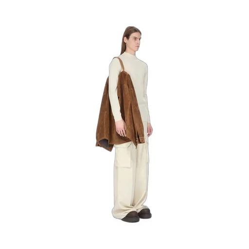 Rick Owens Concordians Outershirt In Chestnut Suede Leather