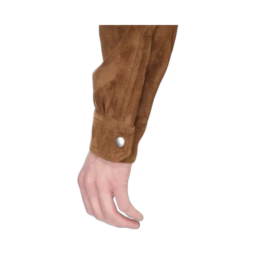 Rick Owens Concordians Outershirt In Chestnut Suede Leather