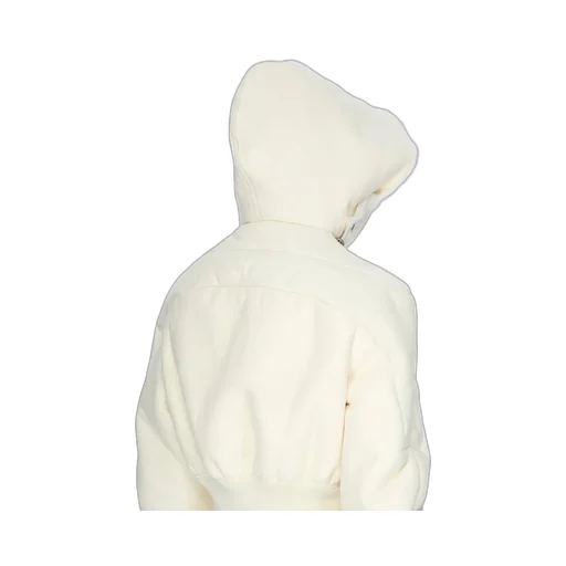 Rick Owens Concordians Cropped Hooded Flight In Milk Albino Shearling