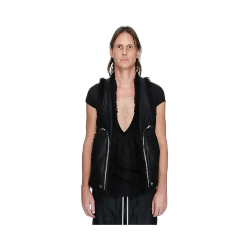 Rick Owens Concordians Bauhaus Vest In Black Curly Shearling