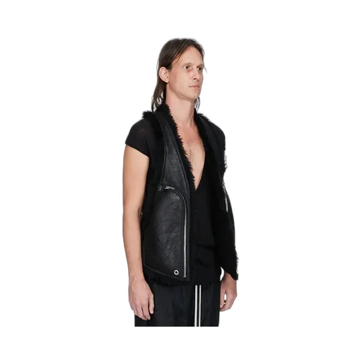 Rick Owens Concordians Bauhaus Vest In Black Curly Shearling