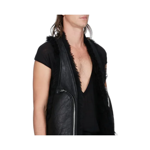 Rick Owens Concordians Bauhaus Vest In Black Curly Shearling