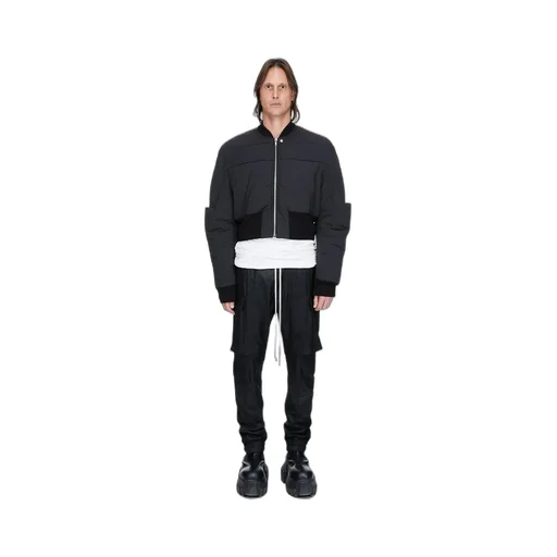 Rick Owens Concordians Girdered Bomber In Black Matte Nylon