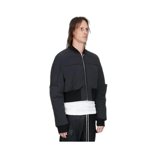 Rick Owens Concordians Girdered Bomber In Black Matte Nylon