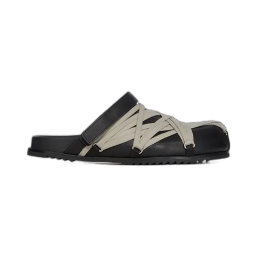 Rick Owens Concordians Megalace® Mule Granola In Black Washed Calf Leather