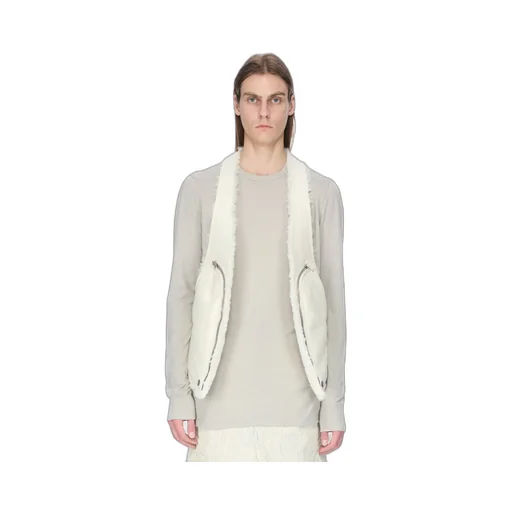 Rick Owens Concordians Bauhaus Vest In Milk Albino Shearling