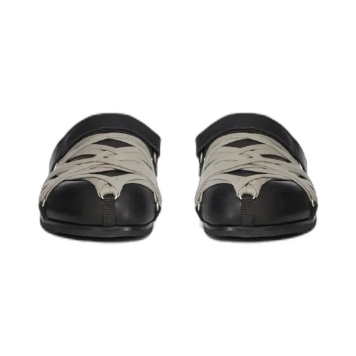 Rick Owens Concordians Megalace® Mule Granola In Black Washed Calf Leather