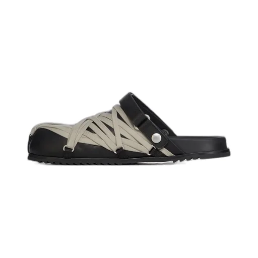 Rick Owens Concordians Megalace® Mule Granola In Black Washed Calf Leather