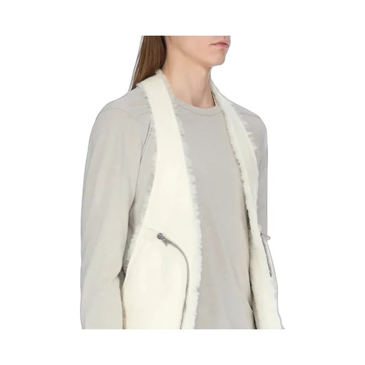 Rick Owens Concordians Bauhaus Vest In Milk Albino Shearling