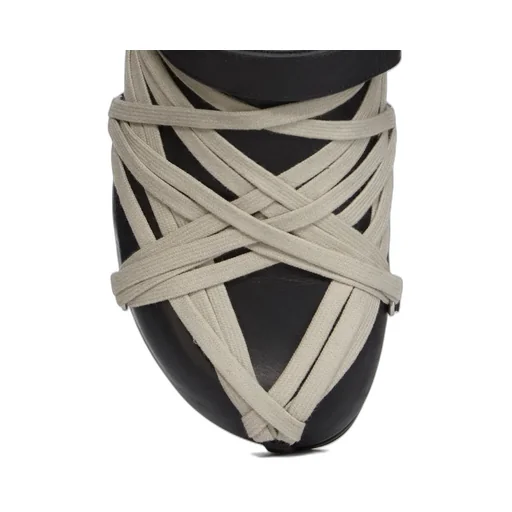 Rick Owens Concordians Megalace® Mule Granola In Black Washed Calf Leather