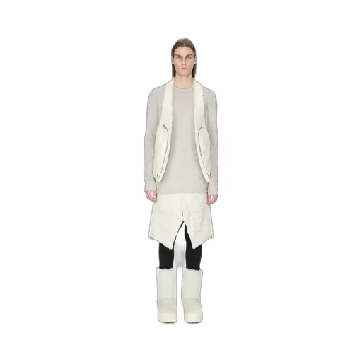 Rick Owens Concordians Bauhaus Vest In Milk Albino Shearling