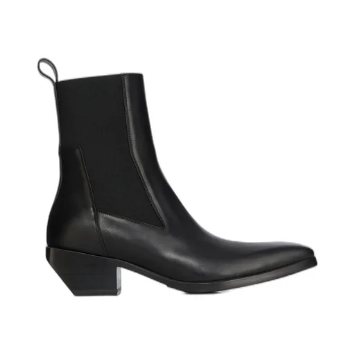 Rick Owens Concordians Heeled Sliver In Black Washed Calf