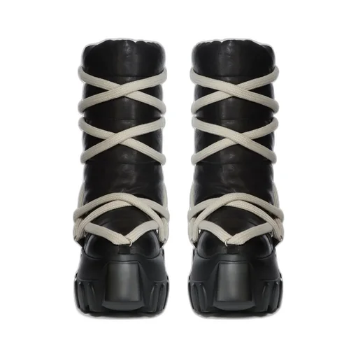 Rick Owens Concordians Lunar Mega Tractor In Black Waxy Goat Leather