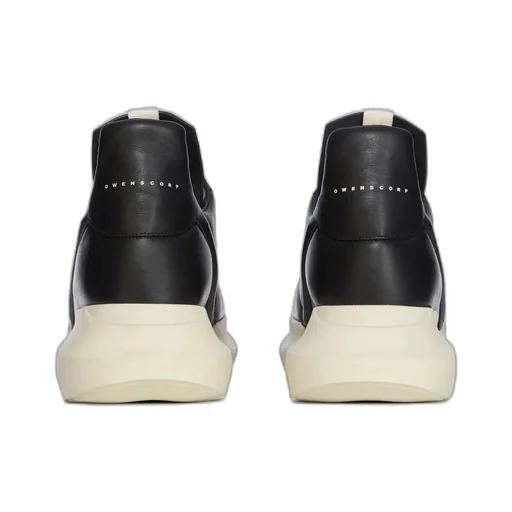Rick Owens Concordians Geth Runner In Black/Black/Milk/Milk Full Grain Cow Leather