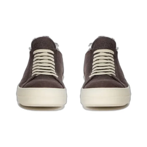 Rick Owens Concordians Minimal Vintage Sneaks In Drkdust/Milk Curly Shearling