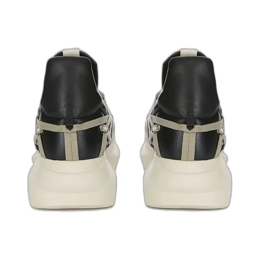 Rick Owens Concordians Megalace® Geth Runner In Black/Pearl/Milk Full Grain Cow Leather