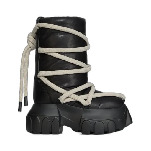 Rick Owens Concordians Lunar Mega Tractor In Black/Black Peached Lamb Skin