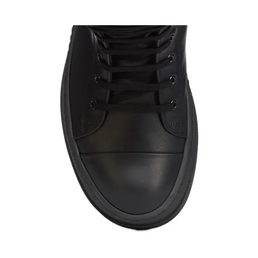 Rick Owens Concordians Mega Bumper Sneaks In All Black Full Grain Cow Leather