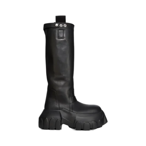 Rick Owens Concordians Pull On Mega Tractor In Black Washed Calf Leather
