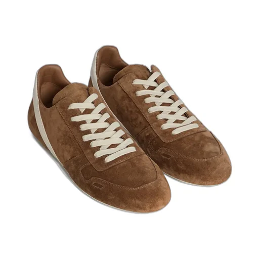 Rick Owens Concordians Minimal Sneak In Chestnut/Milk/Milk Suede Leather And Full Grain Cow Leather