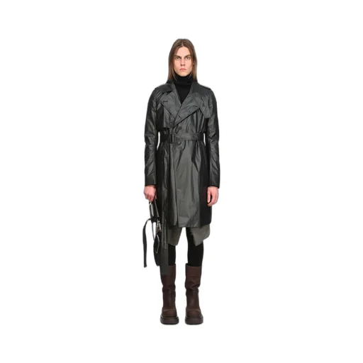 Rick Owens Concordians Mastotrench In Black Coated Poplin