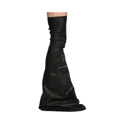 Rick Owens Concordians Cargo Fetish Sneaks In Black/Milk Stretch Lamb Leather And Washed Calf Leather