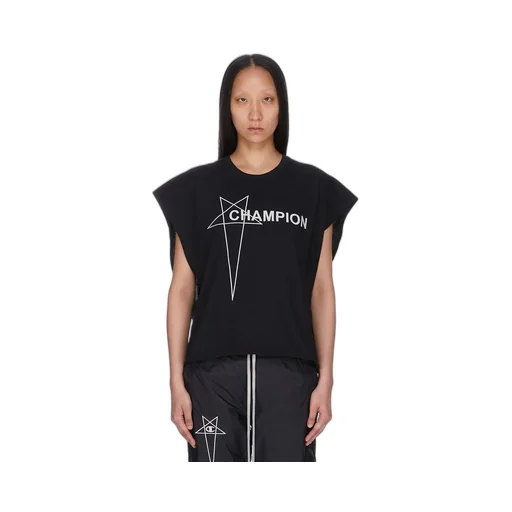 Champion X Rick Owens Micro Tatlin T In Black Cotton Jersey