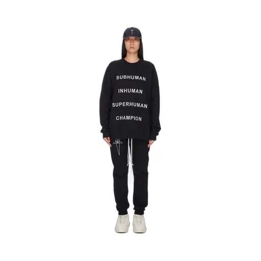 Champion X Rick Owens Jumbo Sweat In Black Compact Felpa Jersey