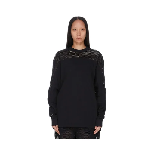 Champion X Rick Owens Girdered T In Black Cotton Jersey And Open Mesh Jersey