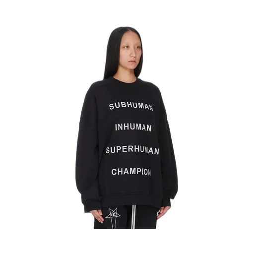 Champion X Rick Owens Jumbo Sweat In Black Compact Felpa Jersey