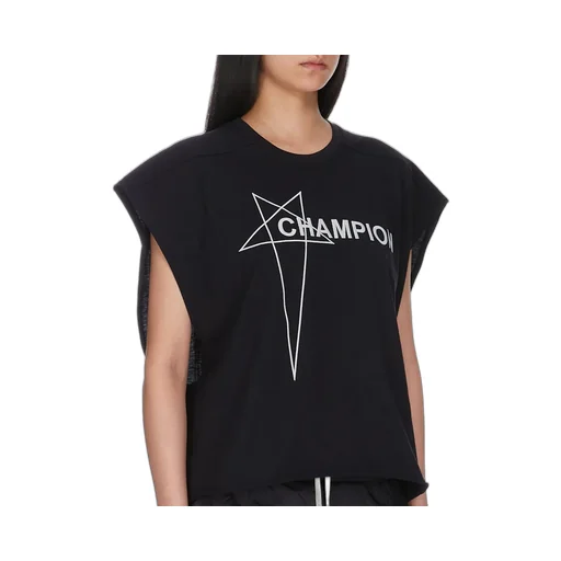 Champion X Rick Owens Micro Tatlin T In Black Cotton Jersey