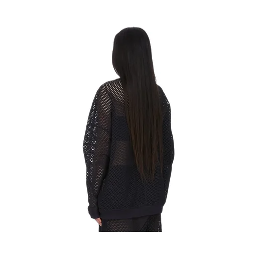 Champion X Rick Owens Jumbo Sweat In Black Open Mesh Jersey