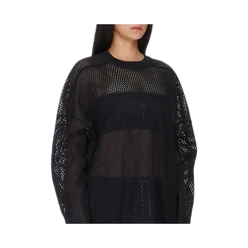 Champion X Rick Owens Jumbo Sweat In Black Open Mesh Jersey