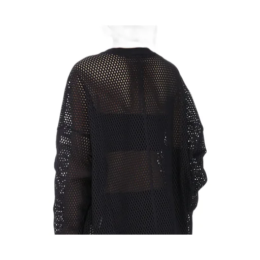 Champion X Rick Owens Jumbo Sweat In Black Open Mesh Jersey