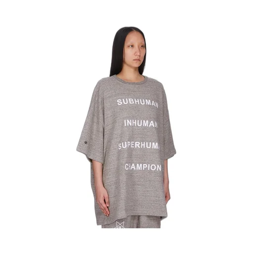 Champion X Rick Owens Tommy T In Grey Melange Melange Felpa Jersey