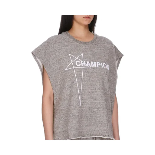 Champion X Rick Owens Micro Tatlin T In Grey Melange Melange Felpa Jersey